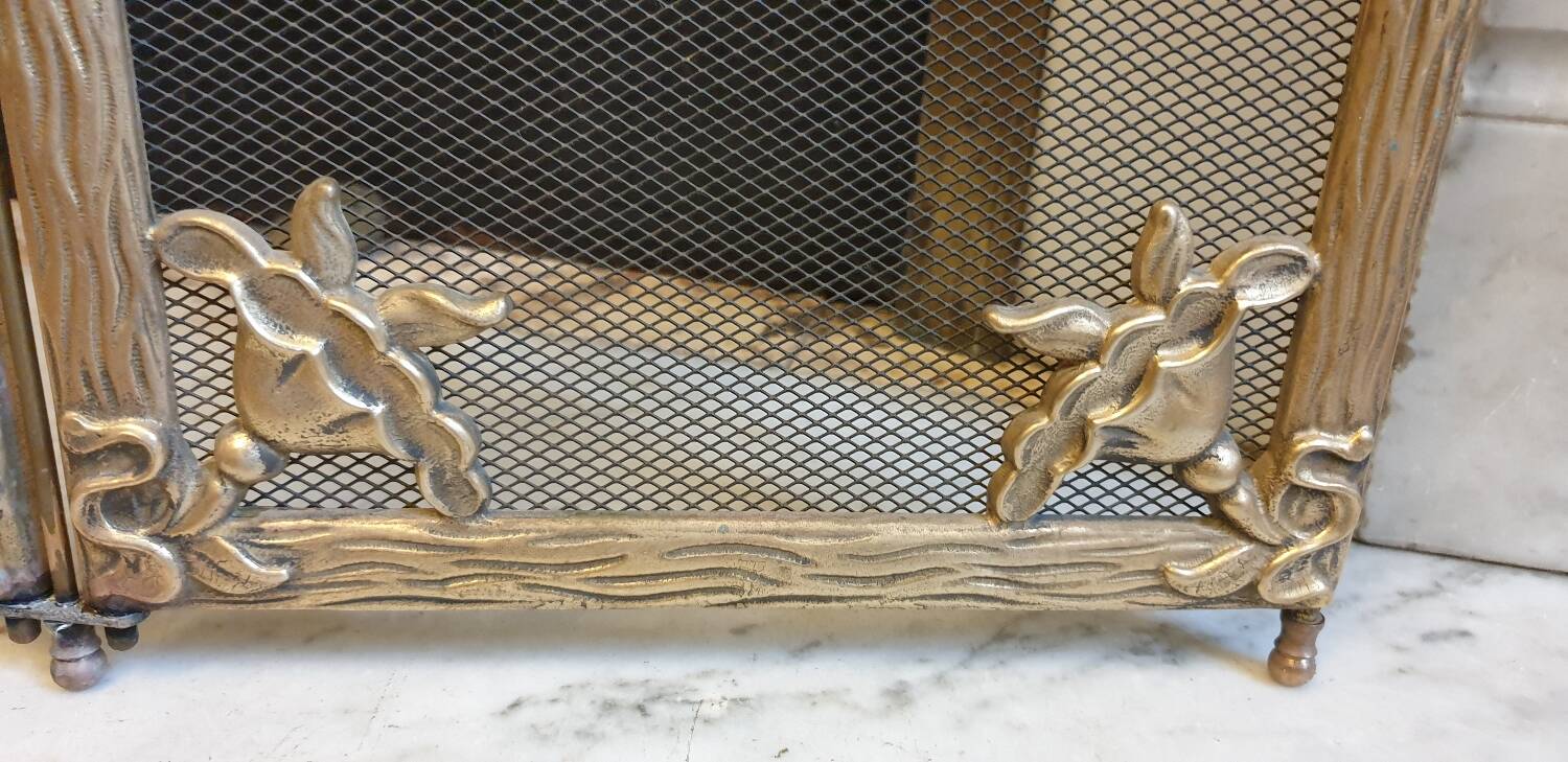 Art Nouveau brass fire screen 1900