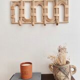 Patère coat holder in vintage can rattan canning bohemian rainbow