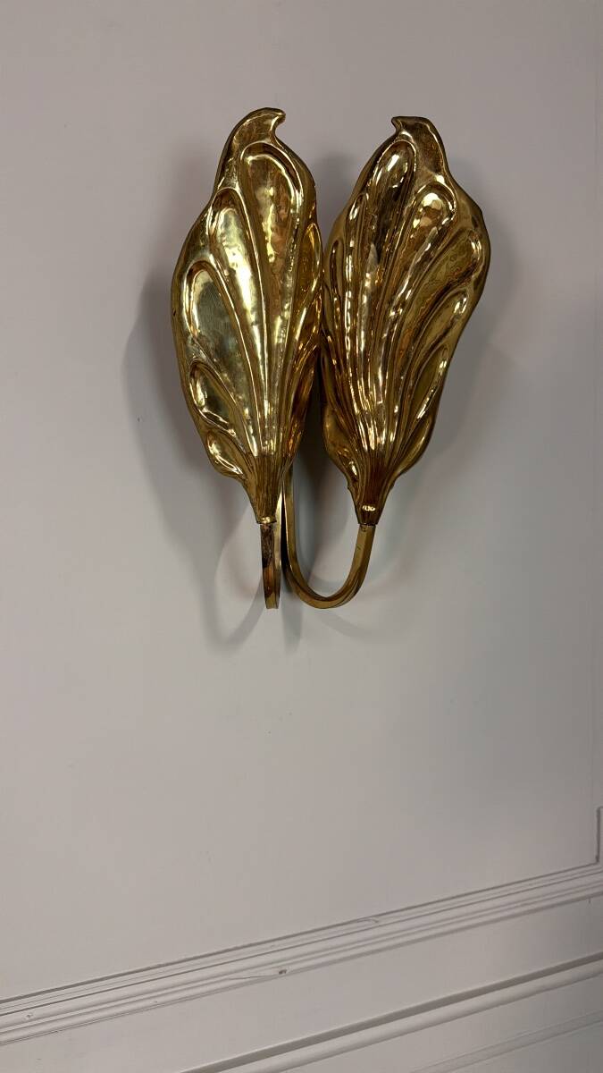 Set of four gilt brass wall lights, Tommaso Barbi, circa 1960.