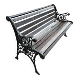 Black 60's cast iron and wood bench
