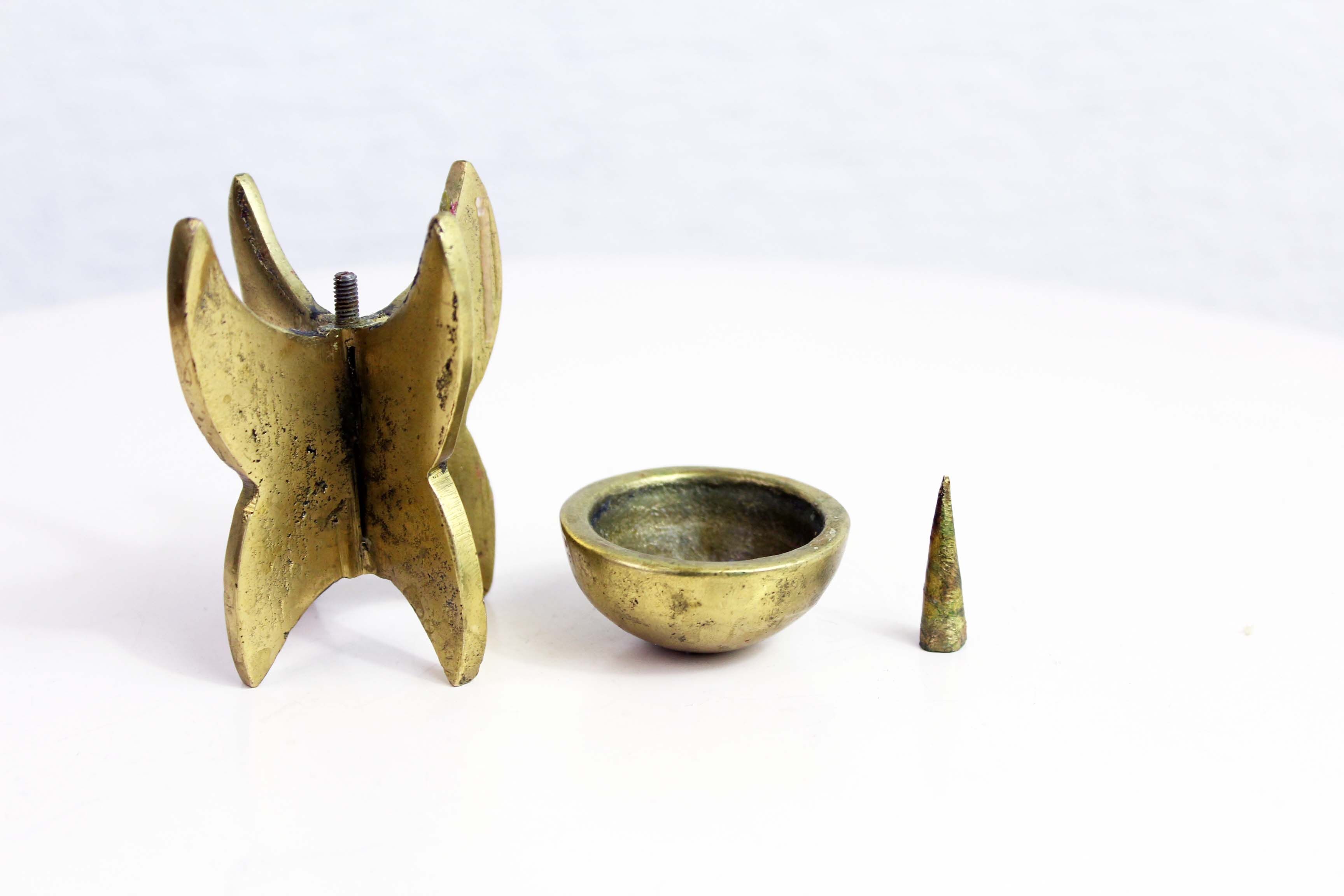 Brutalist candleholder bronze