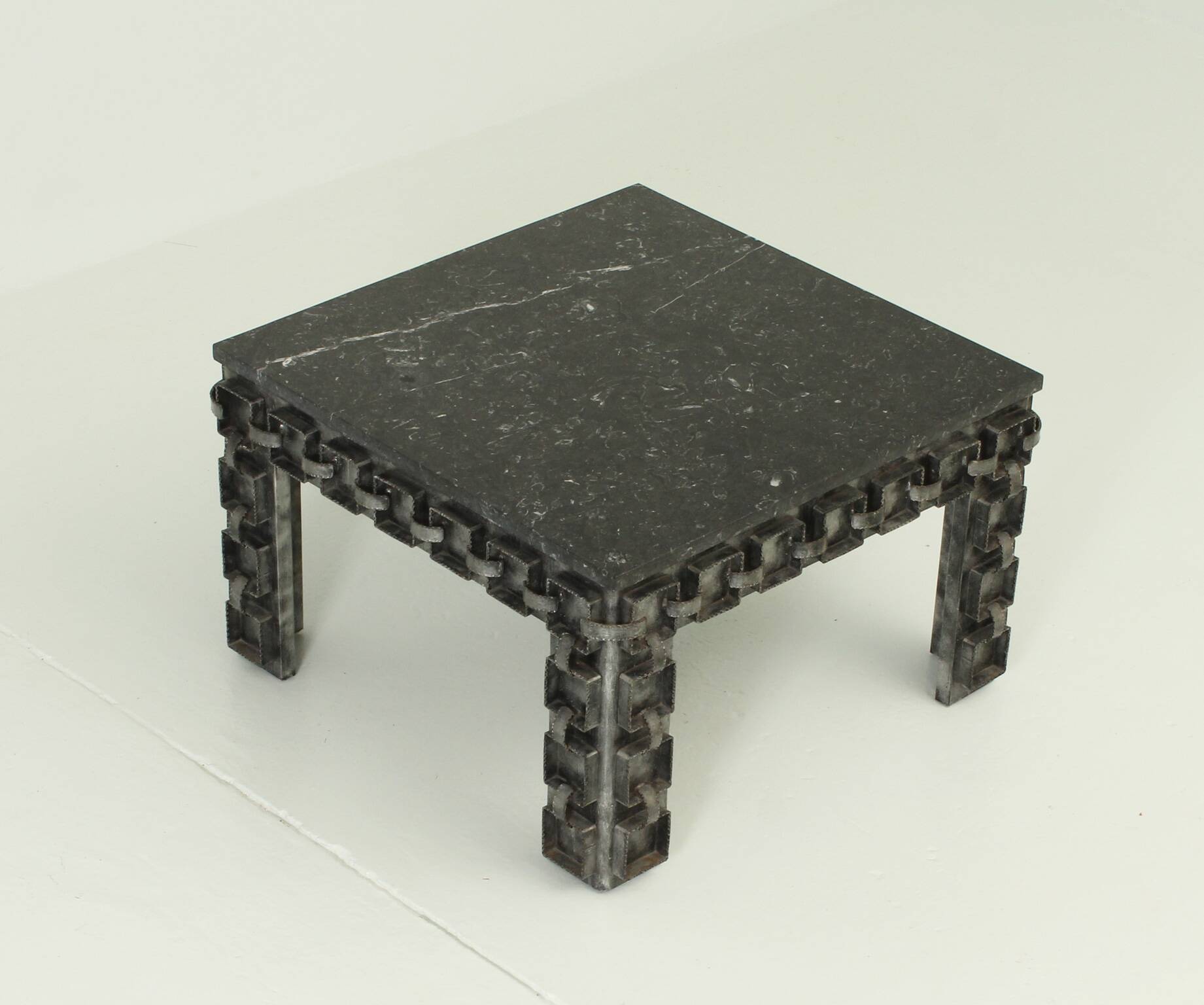 Brutalist coffee table with marble top, Spain, 1960s