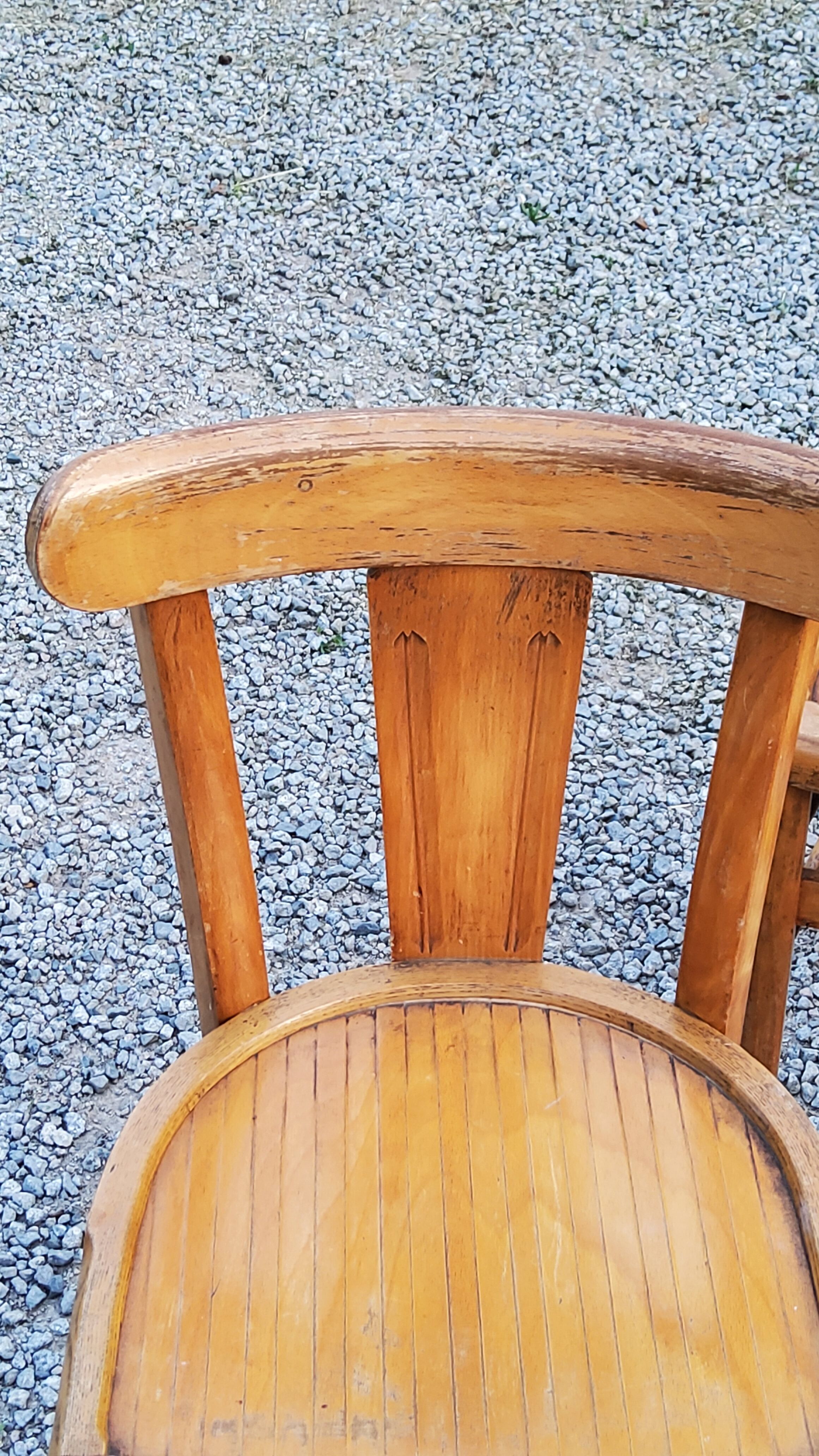 Set of 4 bistro chairs in beech and blond oak from the 50s