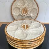Set of 6 beige oyster plates