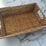 Rectangular woven rattan tray