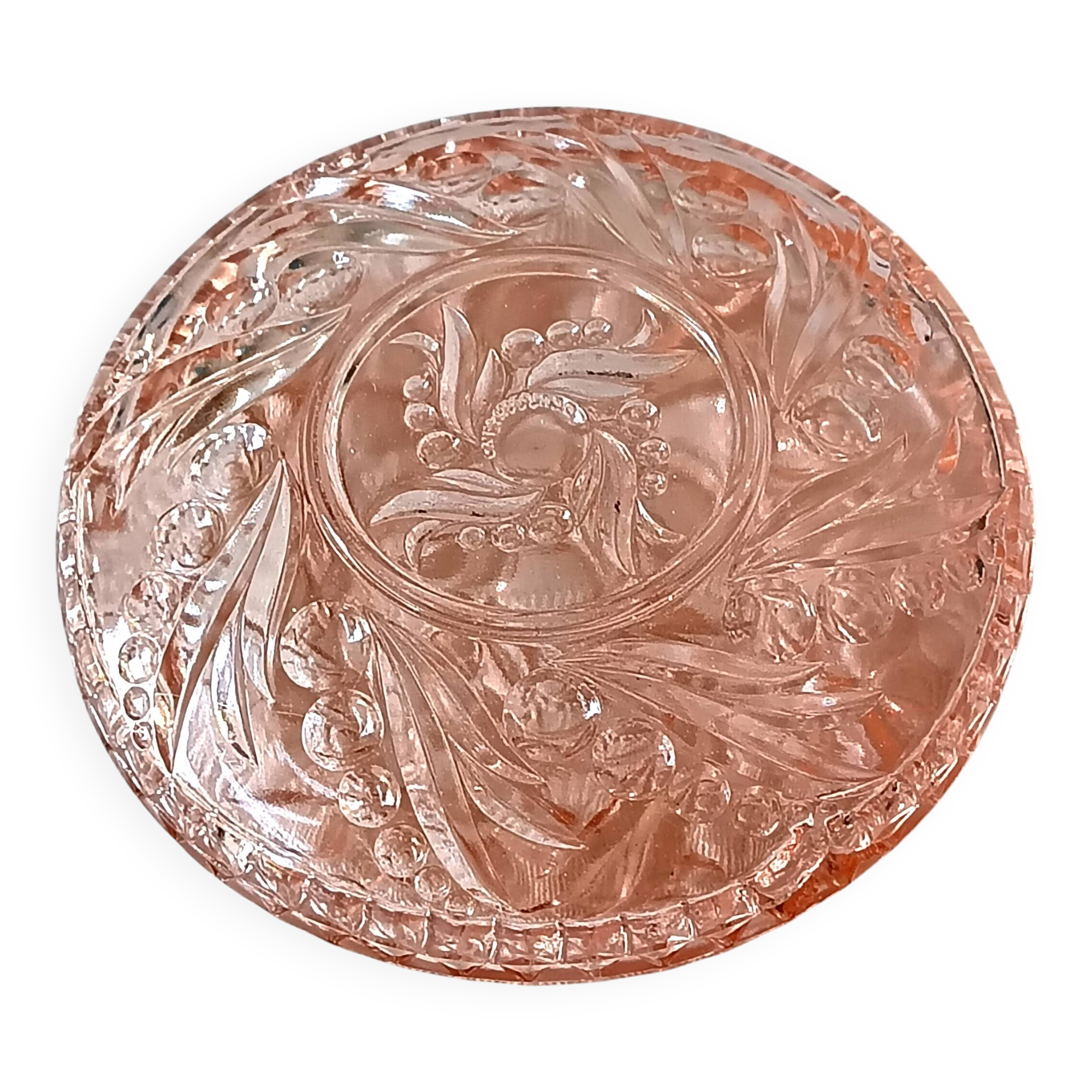 EMPTY POCKETS, small pink glass jewelry box, double bowl