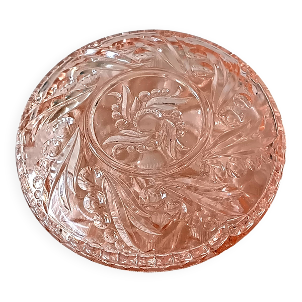 Vide poche, boite à bijoux en verre rose