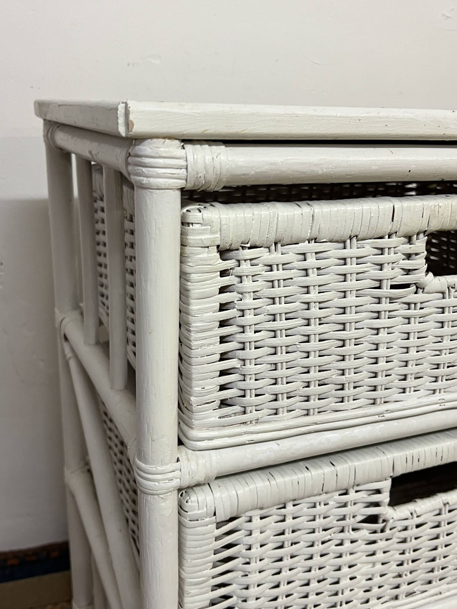 Vintage rattan storage unit, 3 drawers