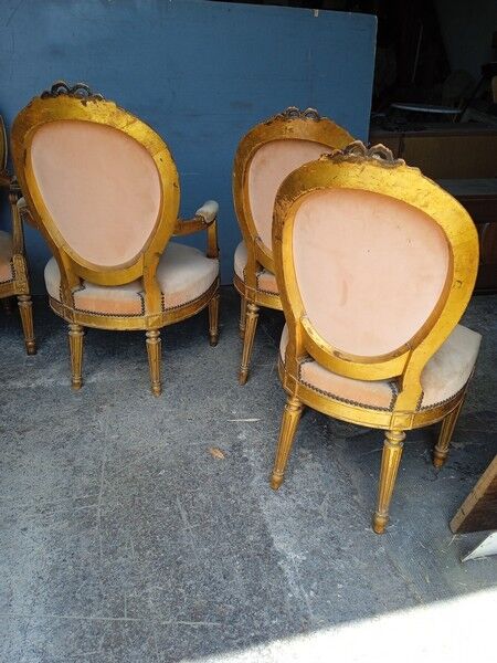 2 fauteuils 4 chaises salon Louis XVI époque XIXeme