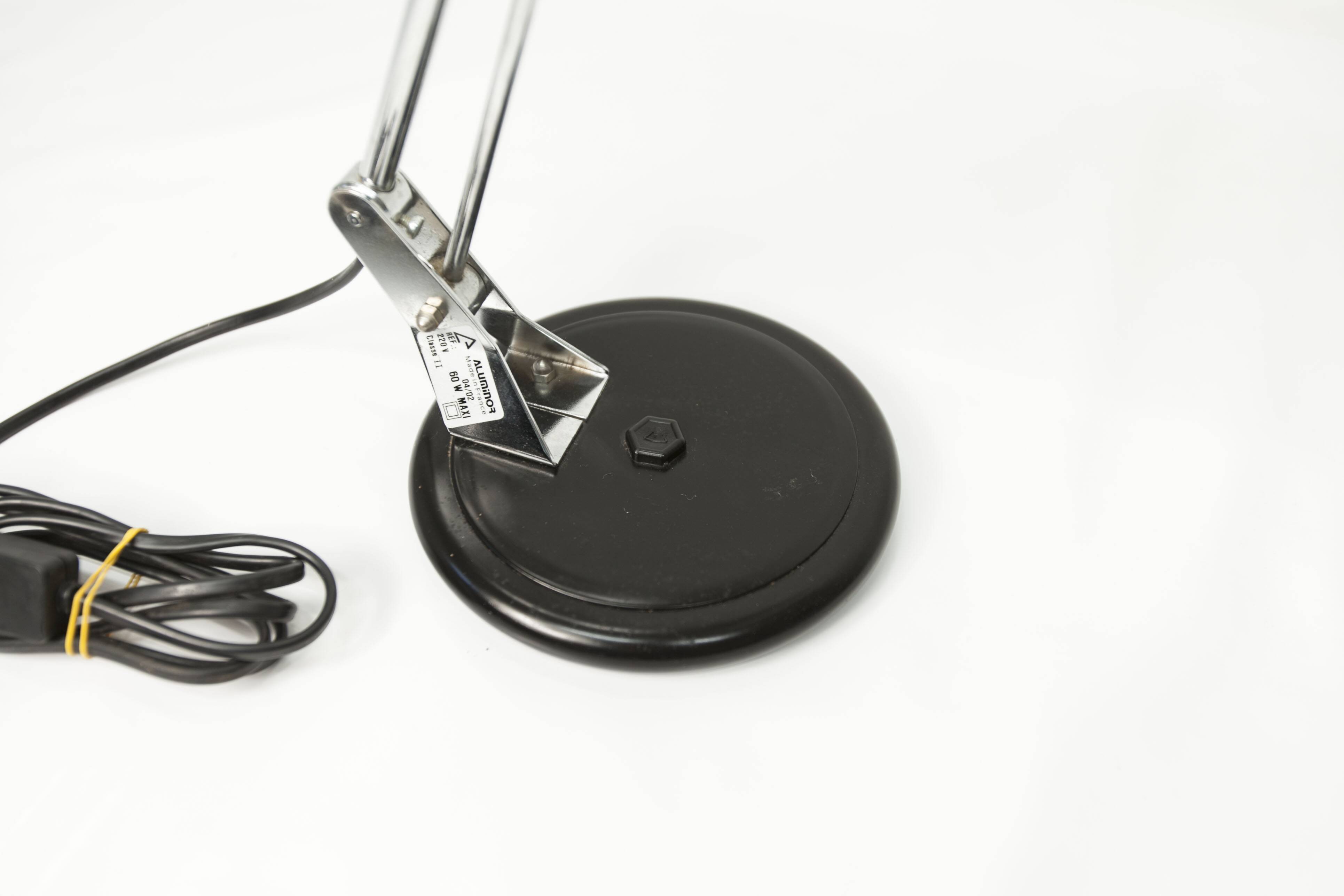 Aluminor 1960 black and chrome lamp Made in France