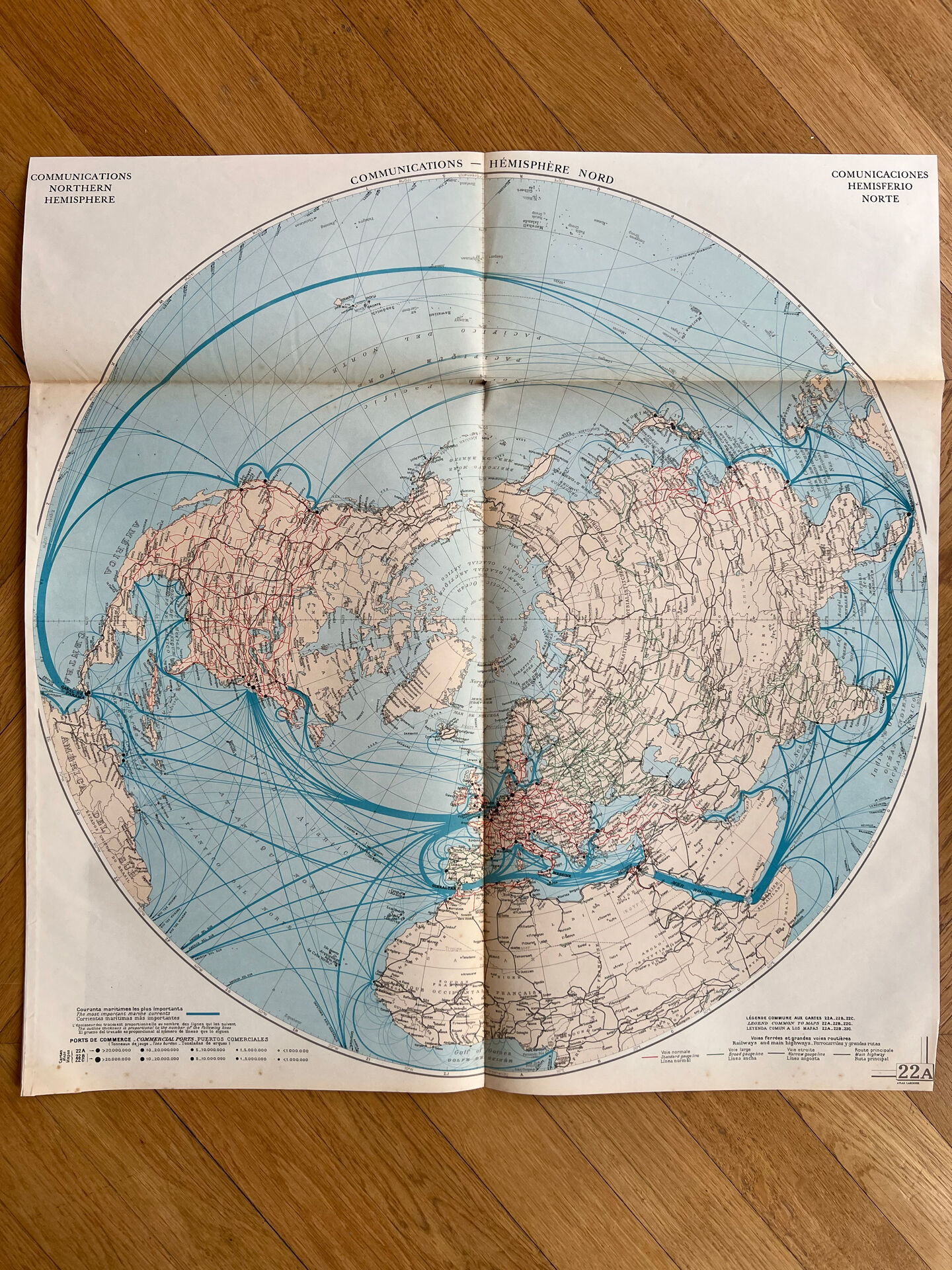 Old map Communications — Northern Hemisphere | Maritime routes & p