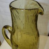 Pitcher jug vase in green glass bubble
