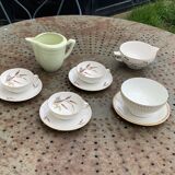 Coffee service, composed of 10 pieces, 3 cups and 3 saucers, a bowl, a saucer, vintage