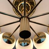 German brass ceiling lamp in mid-century modern space style by Kaiser Leuchten, 1960s.