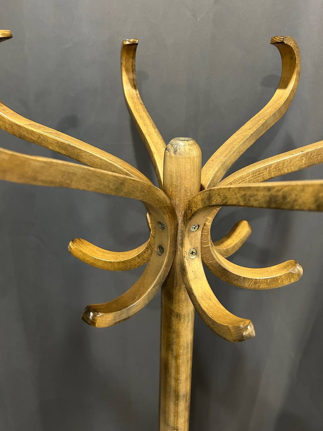 Baumann style 1960 swivel parrot coat rack in bent wood