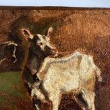 Portrait on the farm goats in the meadow 19th oil on canvas