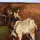 Portrait on the farm goats in the meadow 19th oil on canvas