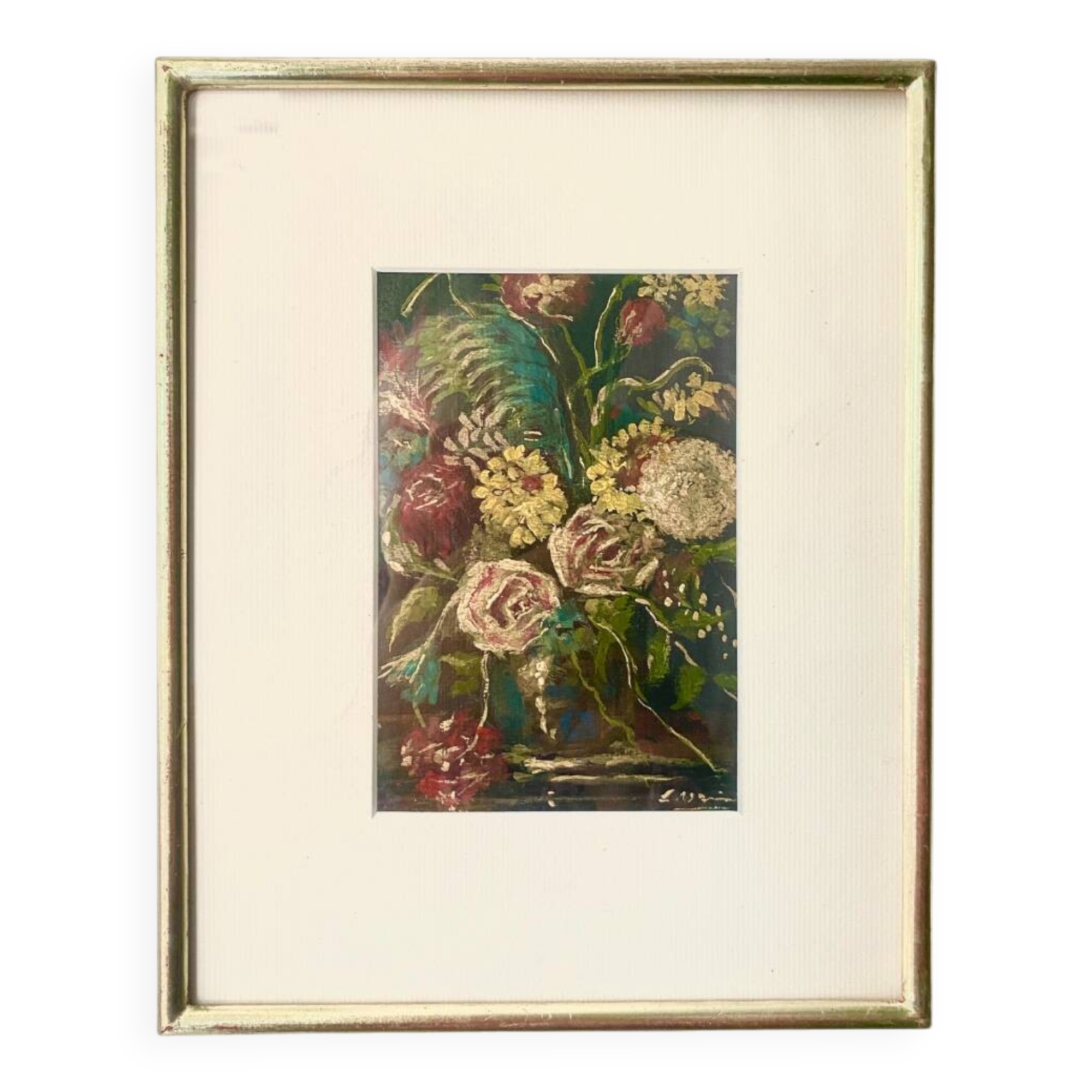 Still life oil under glass