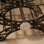 Travertine table with wrought iron, Italy circa 1980.