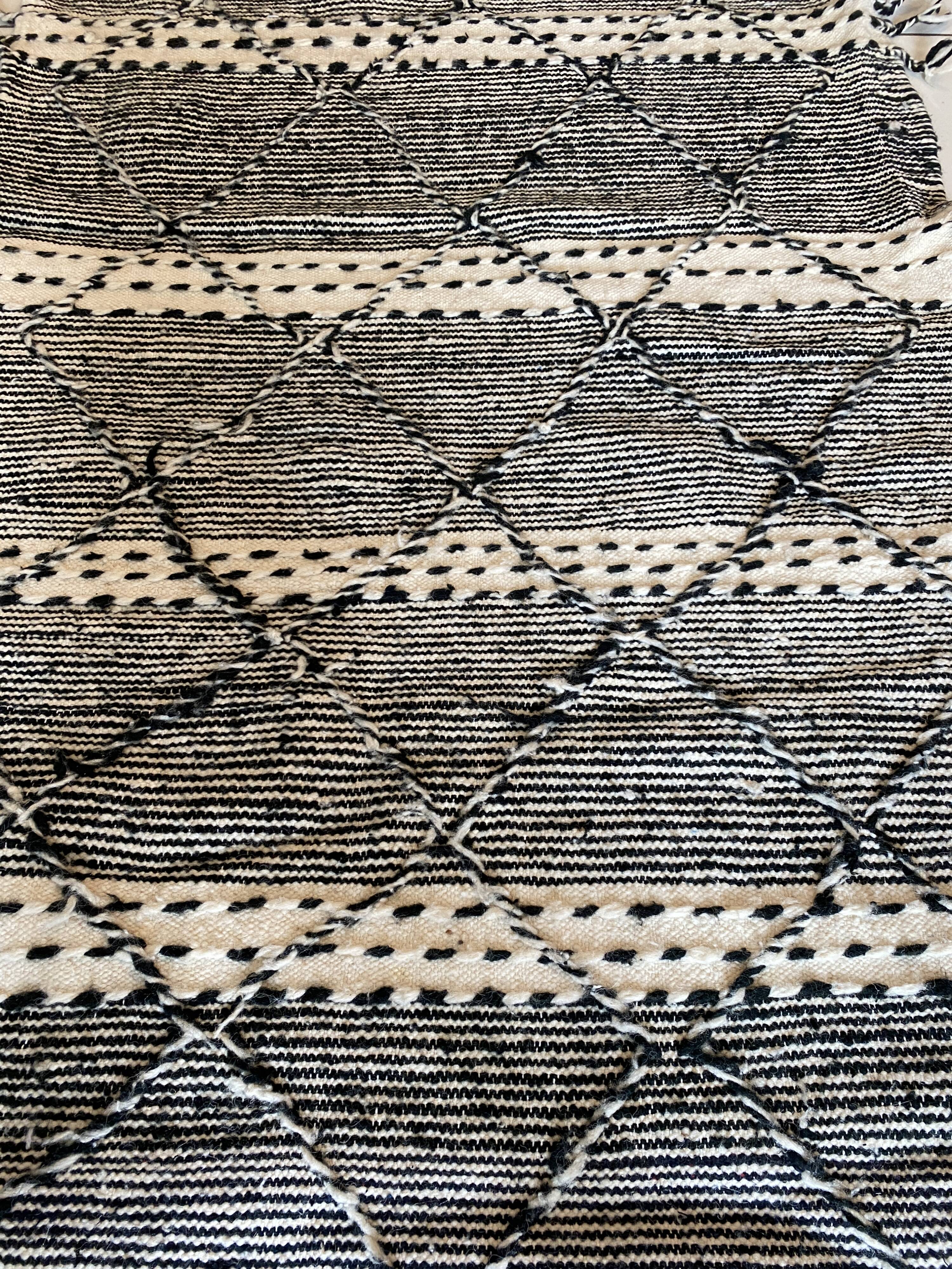 Black and white Moroccan Kilim rug