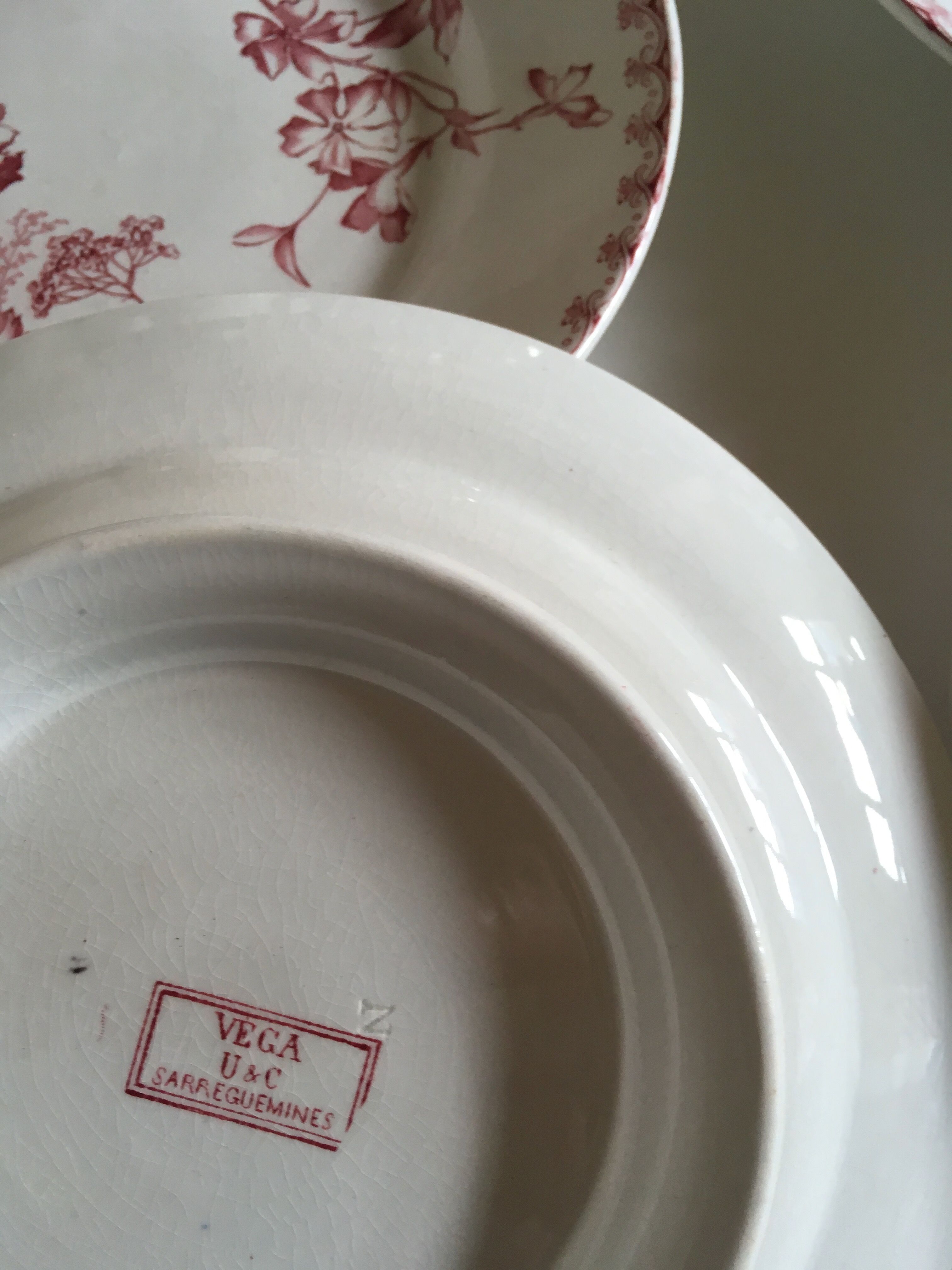 Set of 4 plates raised Sarreguemines land railway 19th décor Vega