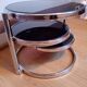Chrome metal coffee table and swivel-tray glass
