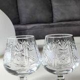 Lot 6 x verres à cognac en cristal de bohème taillé