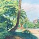 Original watercolor by tony minartz (1870-1944) spring walk in a park on the côte d'azur