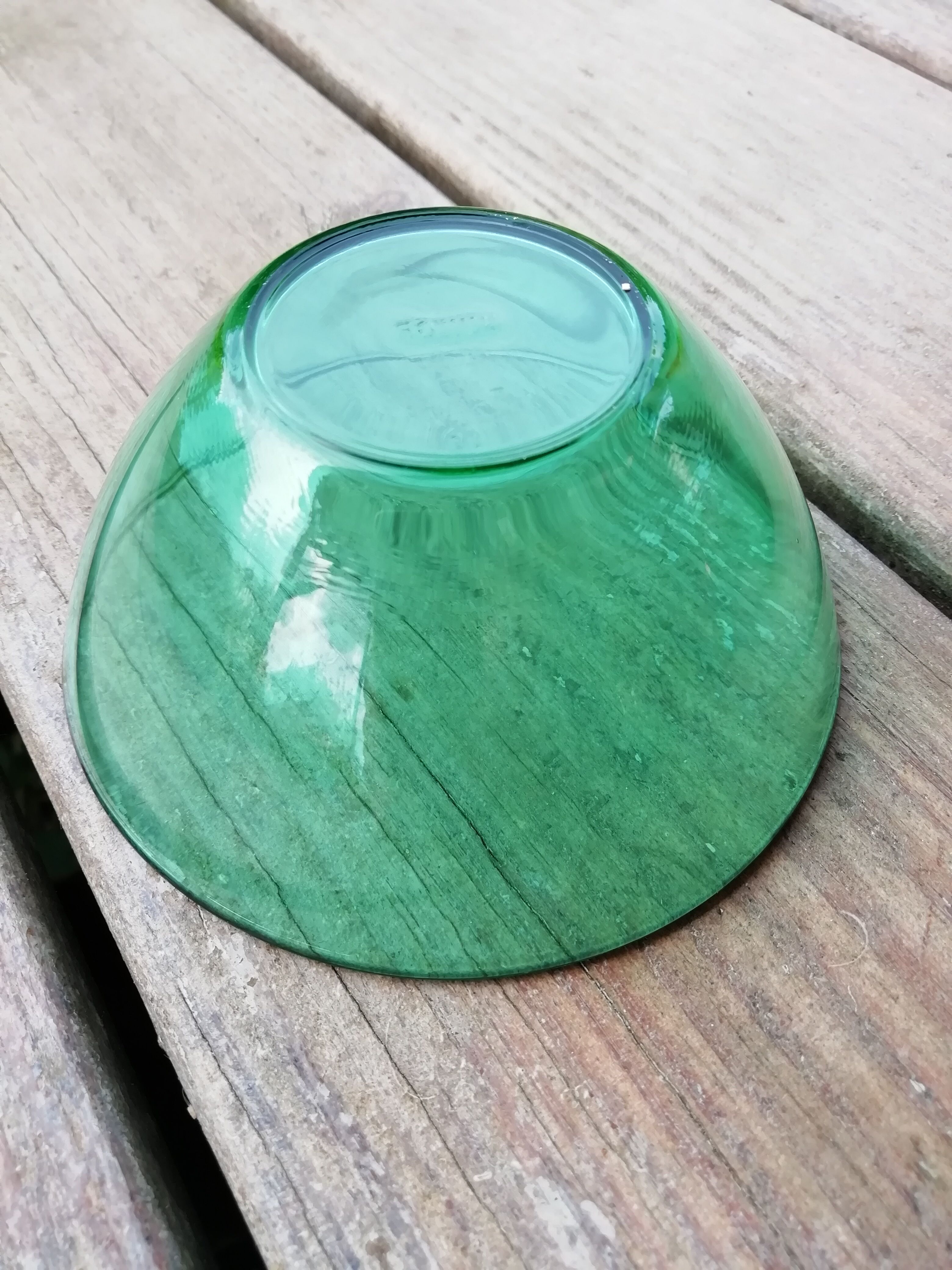 Set of green glass cups