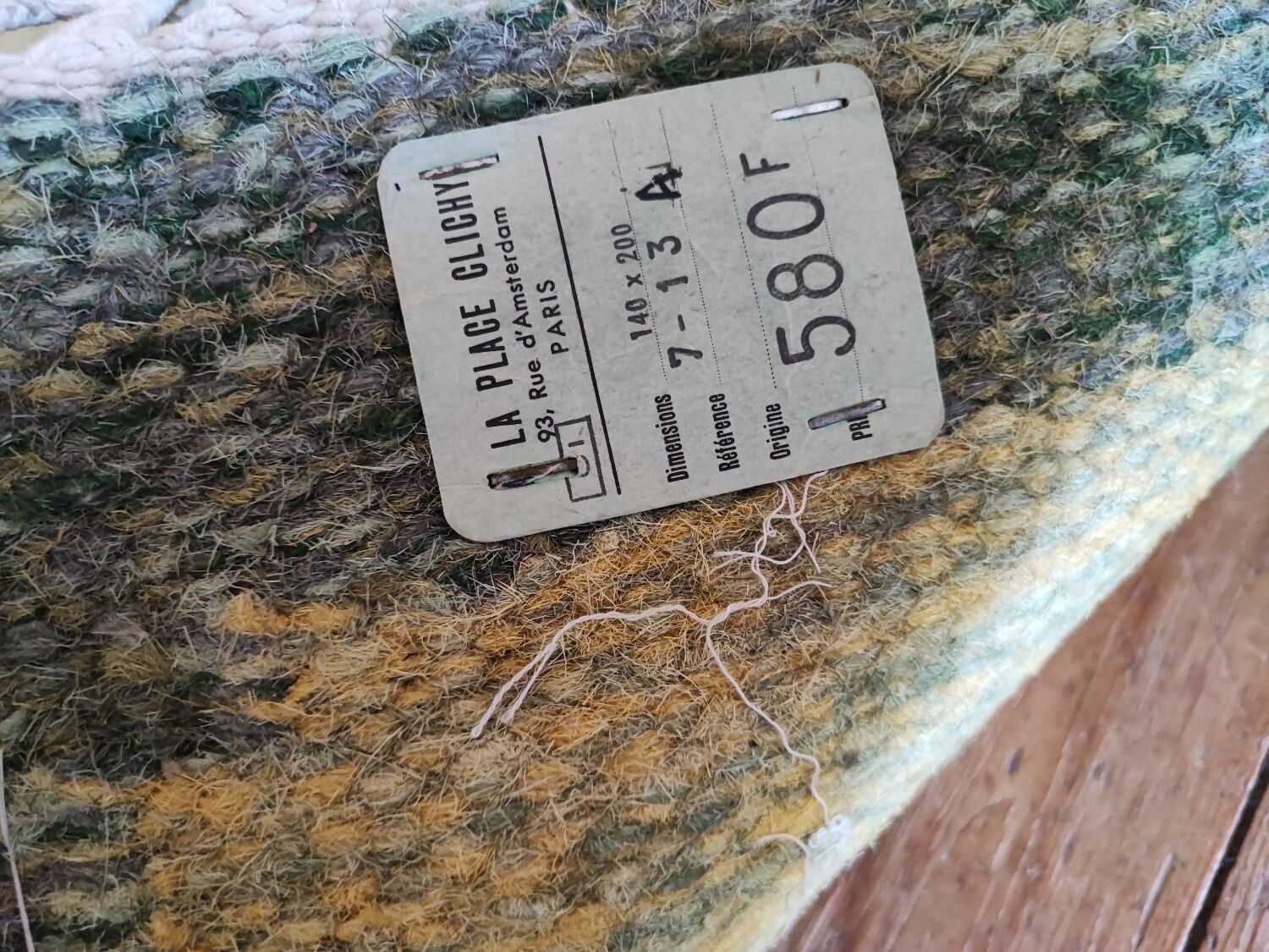 Green Scandinavian kilim carpet