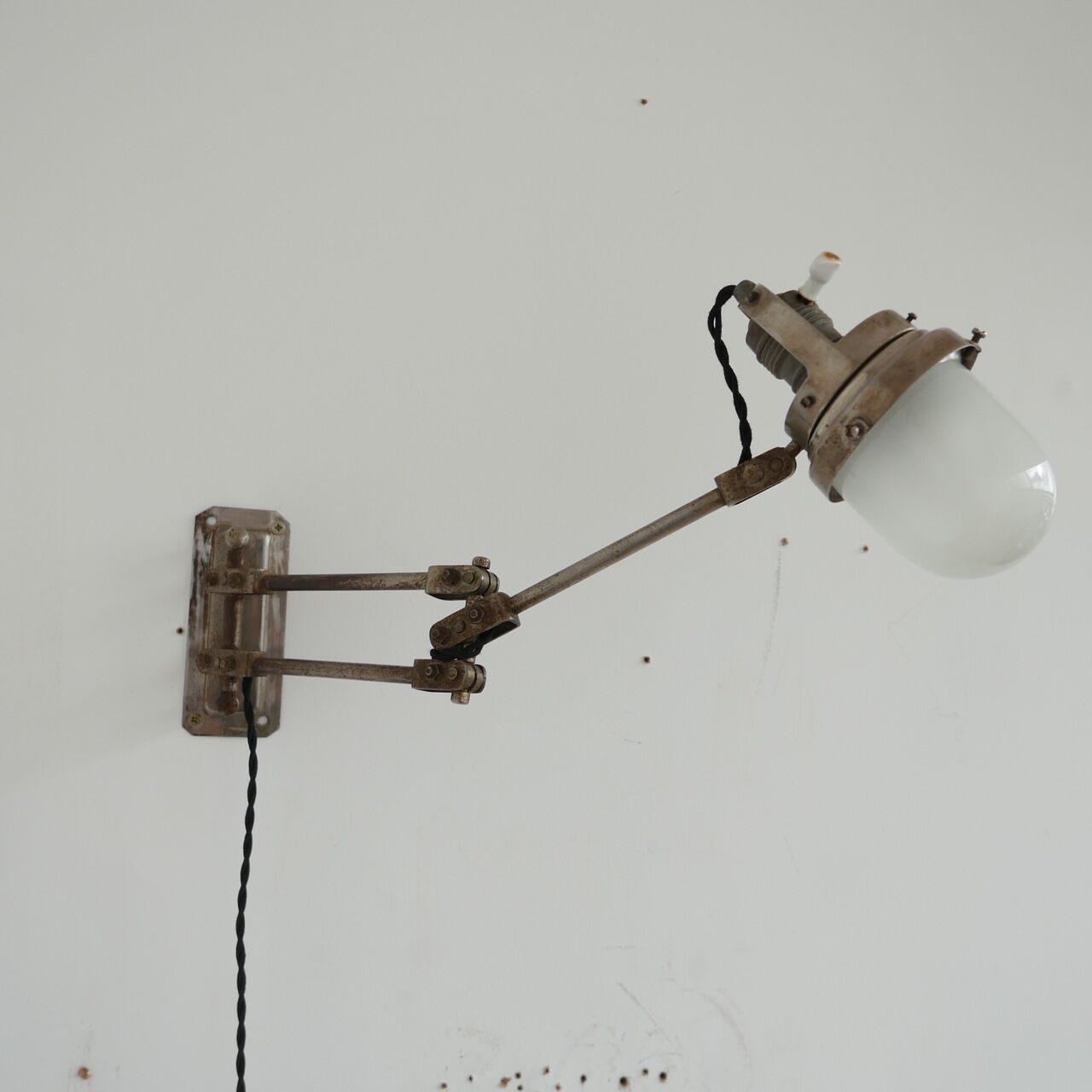 Industrial Adjustable Metal and Glass French Wall Light