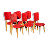6 chaises vintage 1960 en bois et skaï