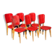 6 vintage chairs 1960 in wood and skaï