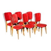 6 chaises vintage 1960 en bois et skaï