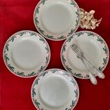 Flat, dessert, hollow plates and tureen in old earthenware