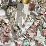 Magnificent Cascade Chandelier in Brass & Crystal Glass 1970s Vintage