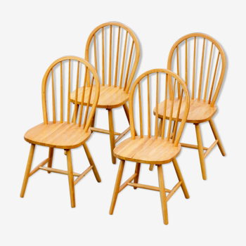 Série de 4 chaises scandinaves à dossier ajouré 1970