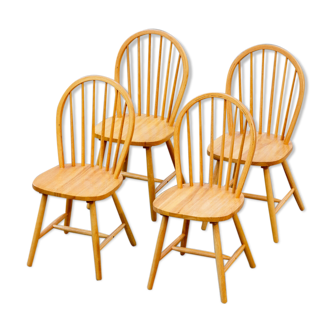 Series of 4 Scandinavian chairs with open back 1970