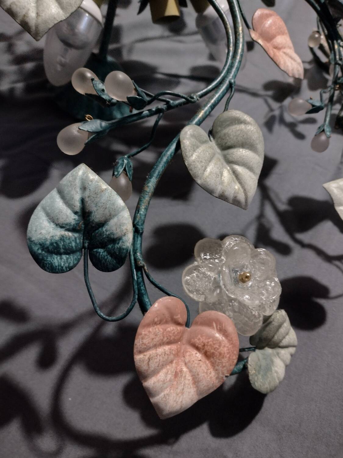 Murano glass and metal floral chandelier