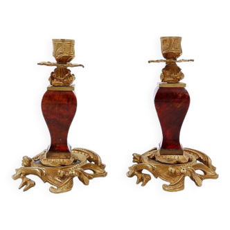 Pair of Napoleon III style gilt bronze Candle Holders