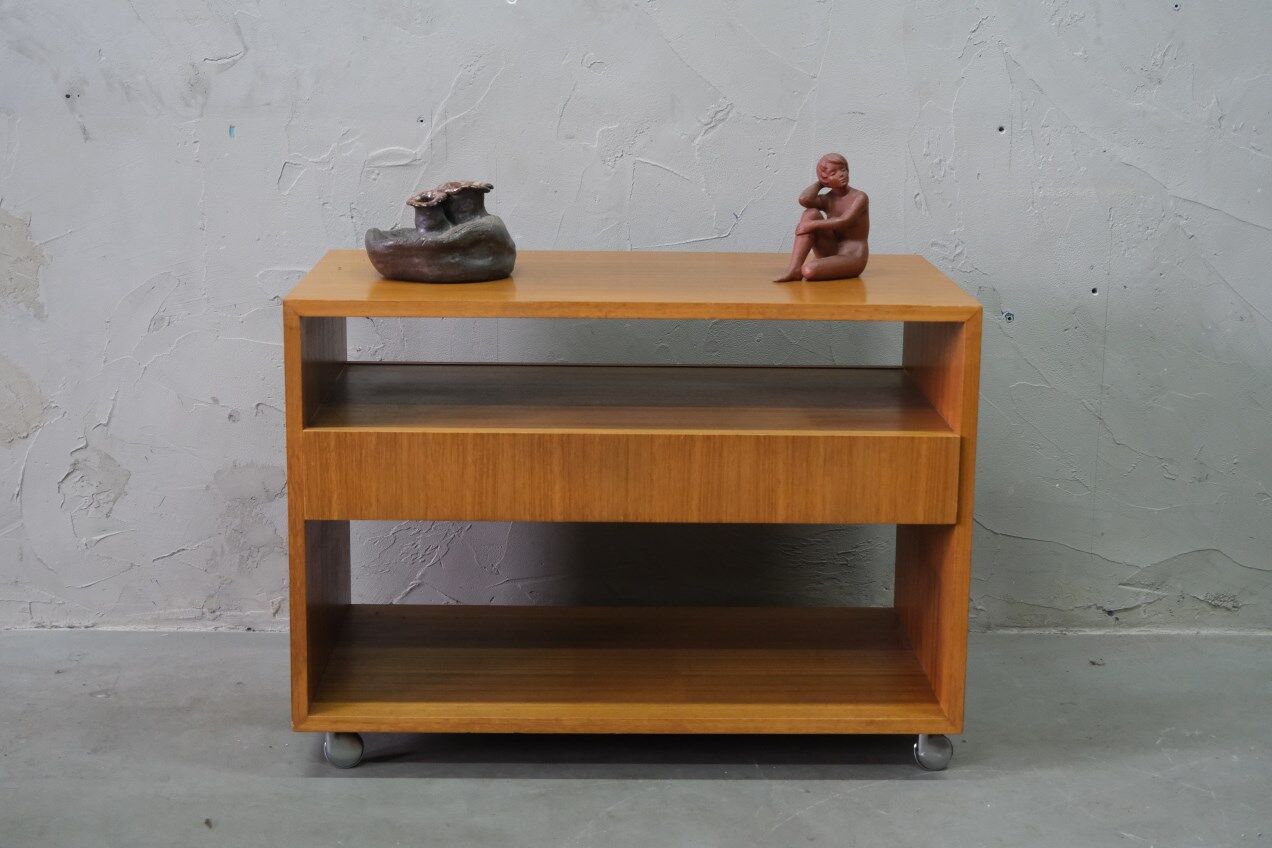 Mid -Century Teak Mobile Two-Sided Cabinet from WR, 1970s.