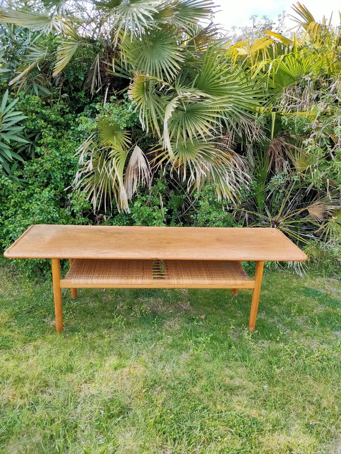 Hans Wegner coffee table (oak and cane)