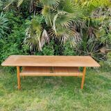 Table basse Hans Wegner (chêne et cannage)