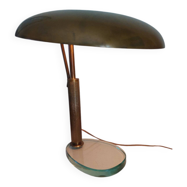 Lampe de bureau Italienne 1950 laiton et verre