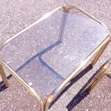 Series 3 pull out tables gold metal and glass