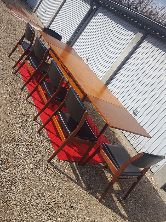 Scandinavian table in teak, built-in extensions, 1960