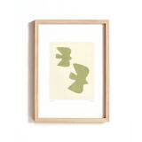 Painting on paper - Birds - Sage green - Signed EAwy