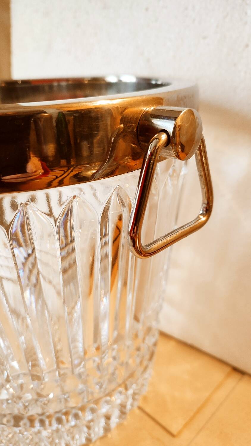 Seau à champagne en cristal et inox