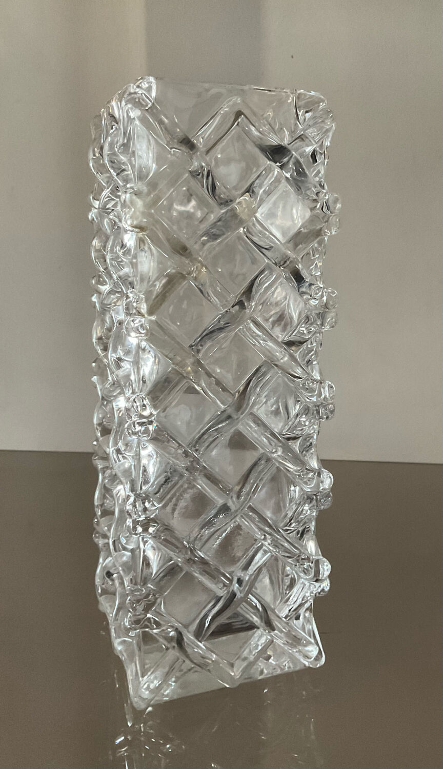 Vintage vase in molded glass and glass paste