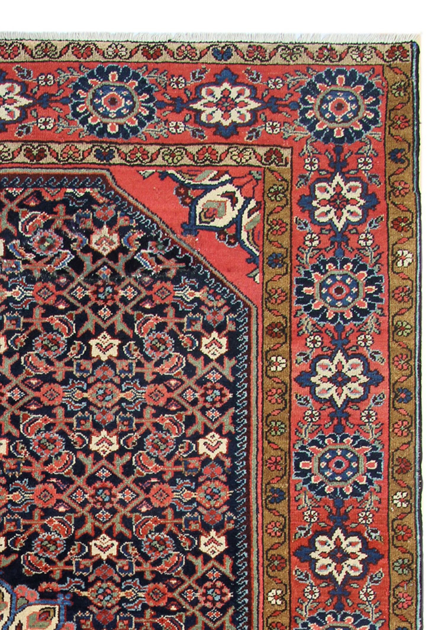 Traditional persian rug antique blue red handwoven wool carpet area rug- 145x202cm